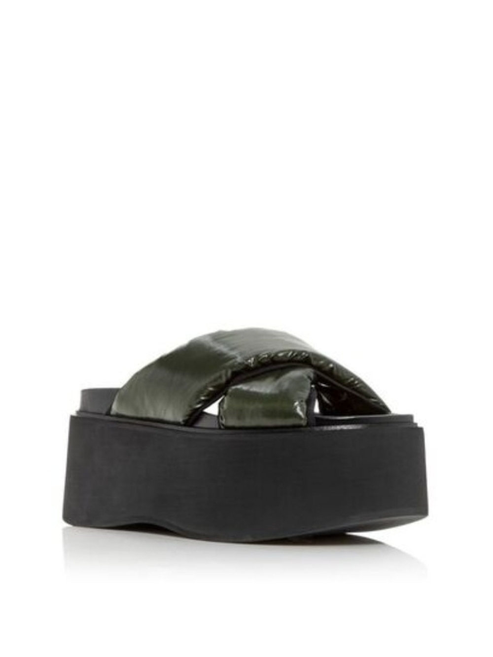 Marni Olive Green Padded Cross-Band Platform Slide NIB
